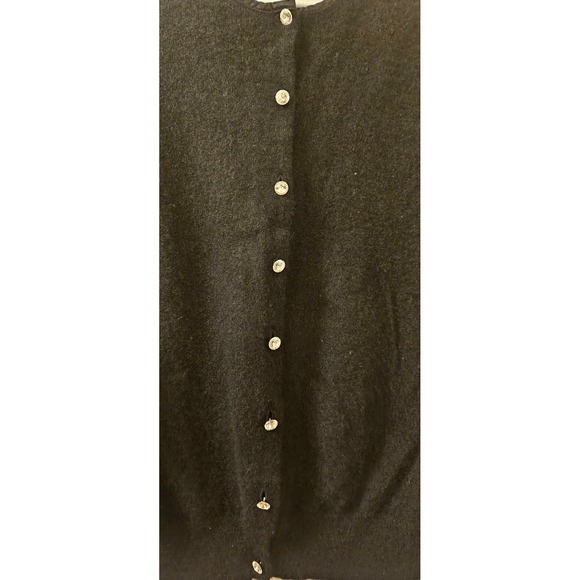 Womens Black Cashmere Sweater Rhinestones Classic Goth Wedding Formal Church - Picture 6 of 7